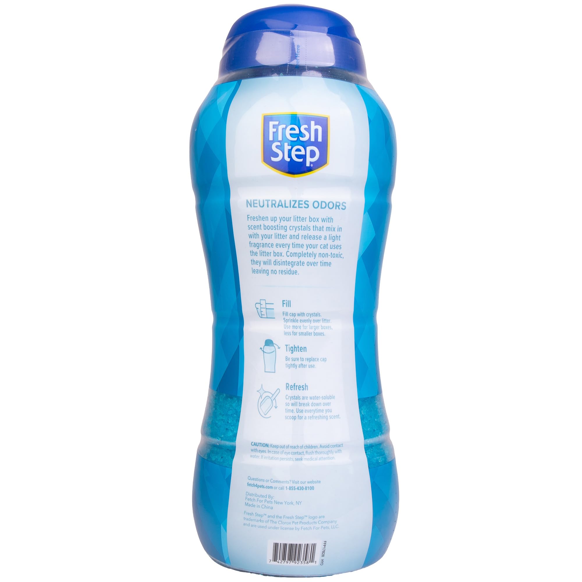 Fresh Step litter-box odor-deodorizer crystals in use help keep surrounding areas fresh.