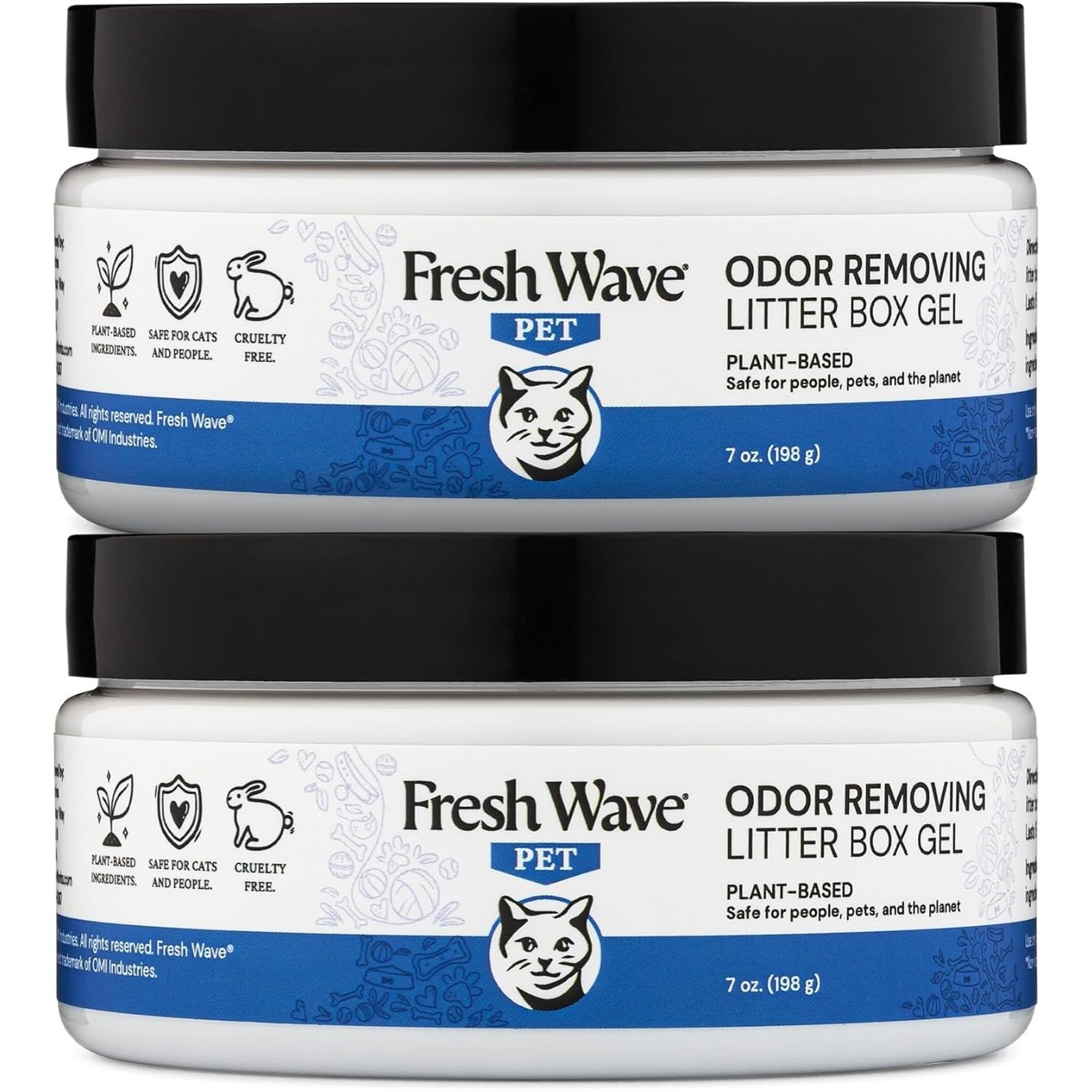 Fresh Wave odor removing litter box gel near the litter box for odor control