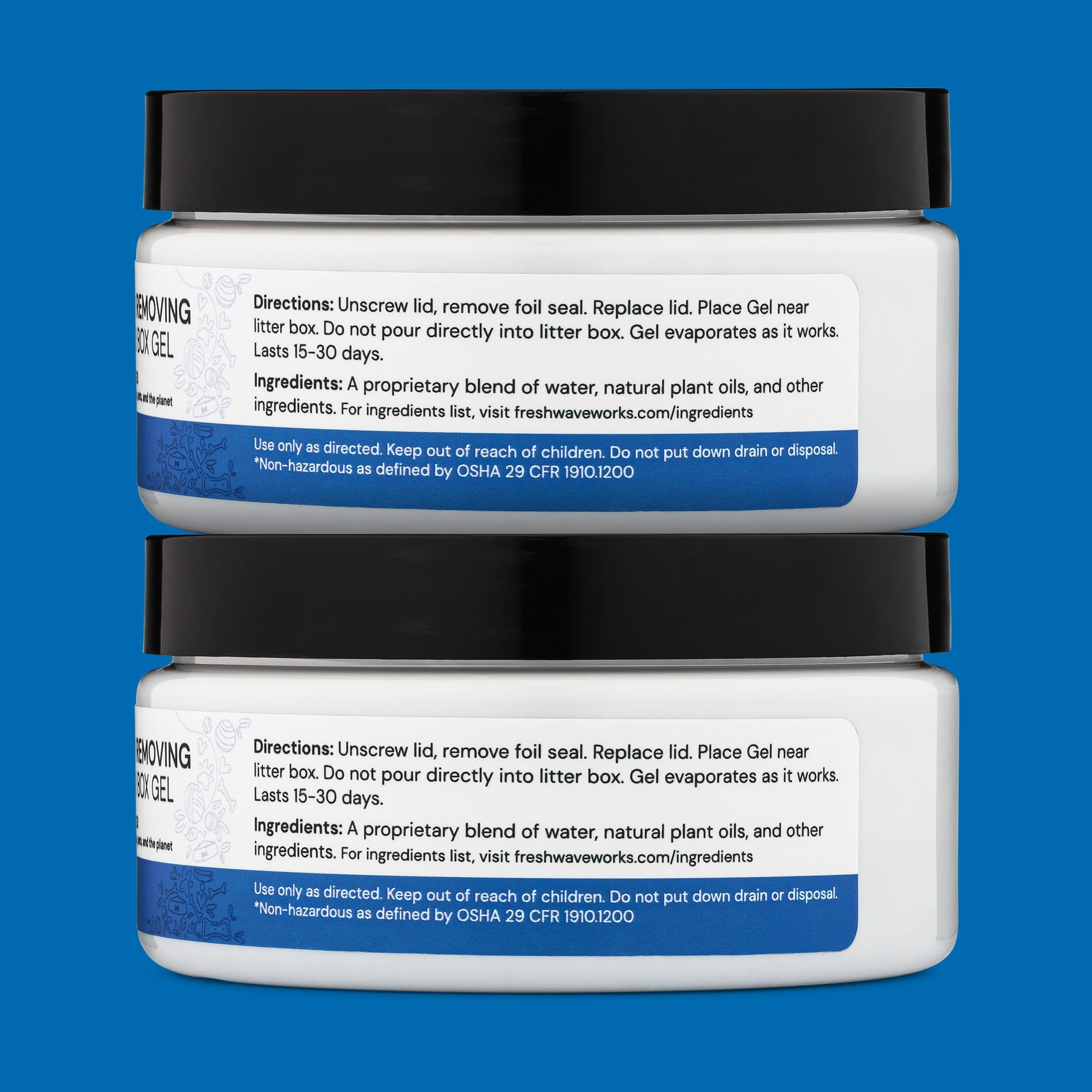 Fresh Wave Odor Removing Litter Box Gel works 24/7 to reduce odors