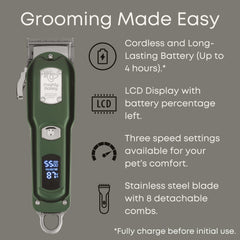 Cordless Freshly Bailey cat clippers enabling unrestricted grooming