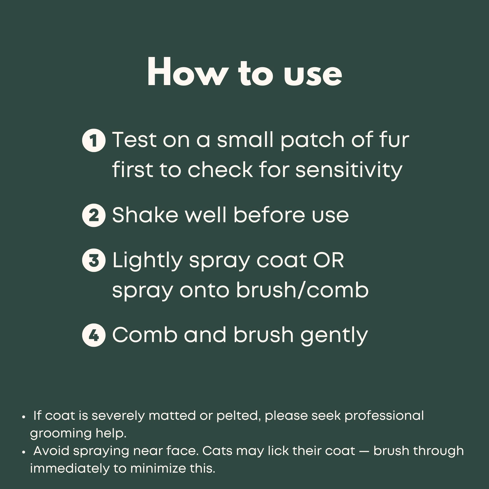 Freshly Bailey detangler spray with refreshing scent keeps cat coat smelling clean.