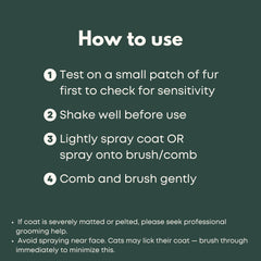 Freshly Bailey detangler spray with refreshing scent keeps cat coat smelling clean.