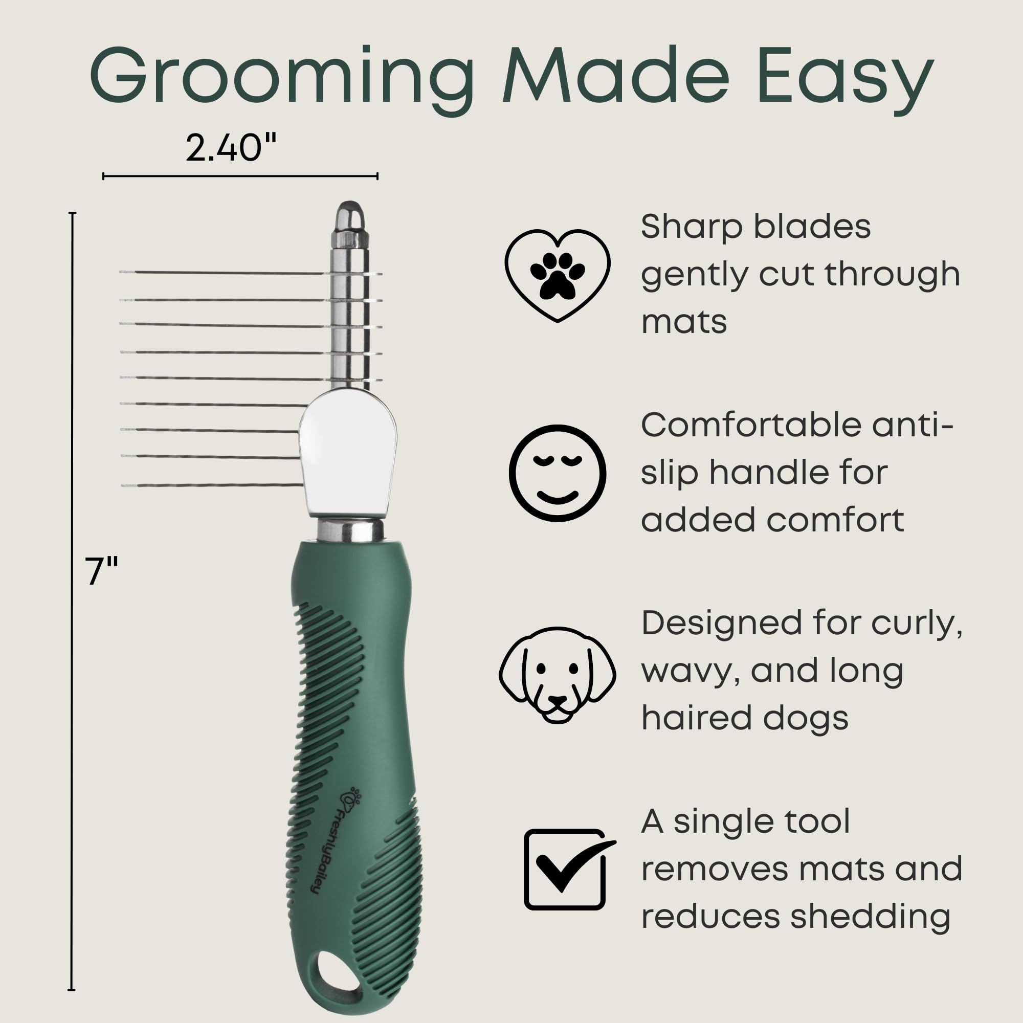 Freshly Bailey dematting comb ideal for at-home dog grooming