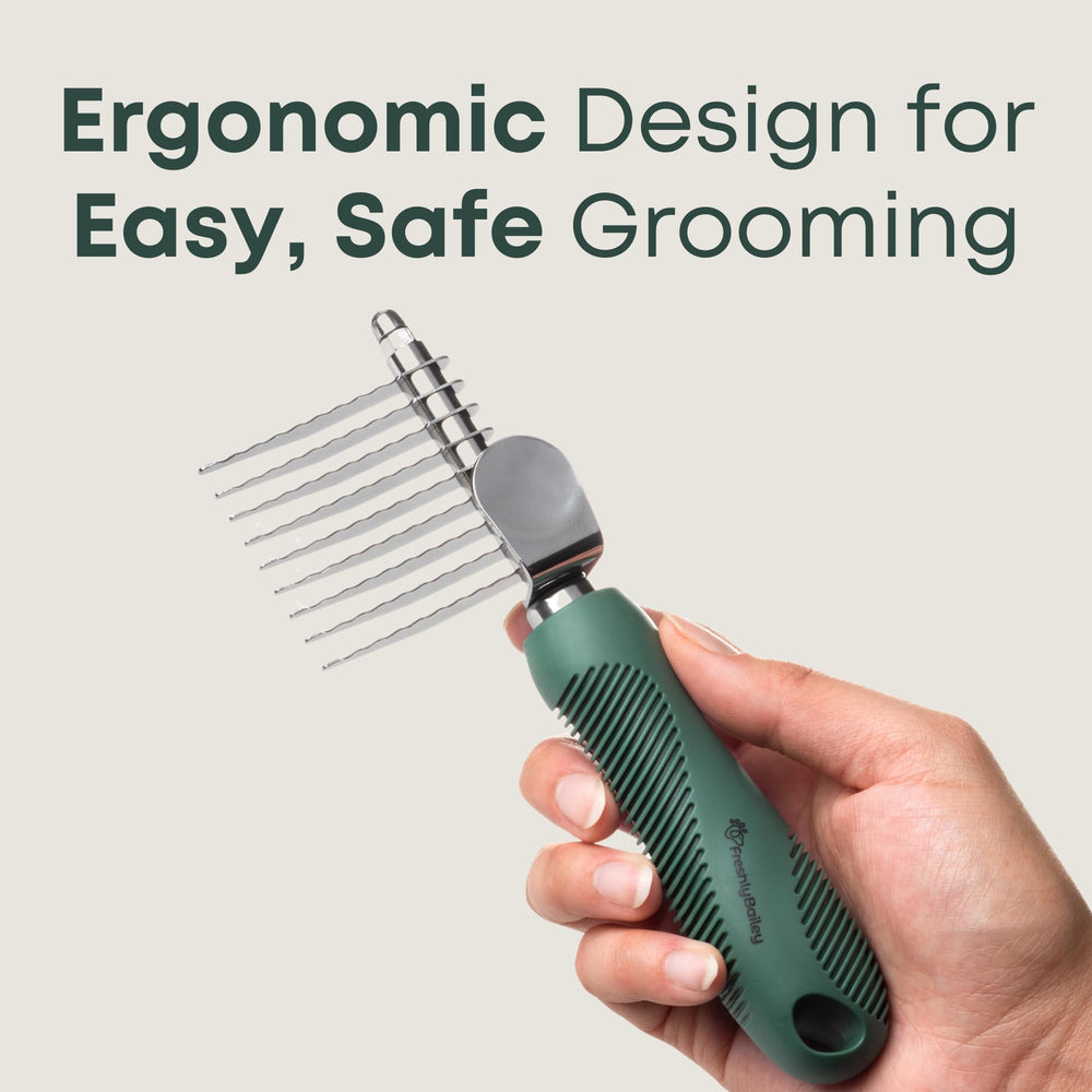 Freshly Bailey dematting comb effectively removes mats and knots