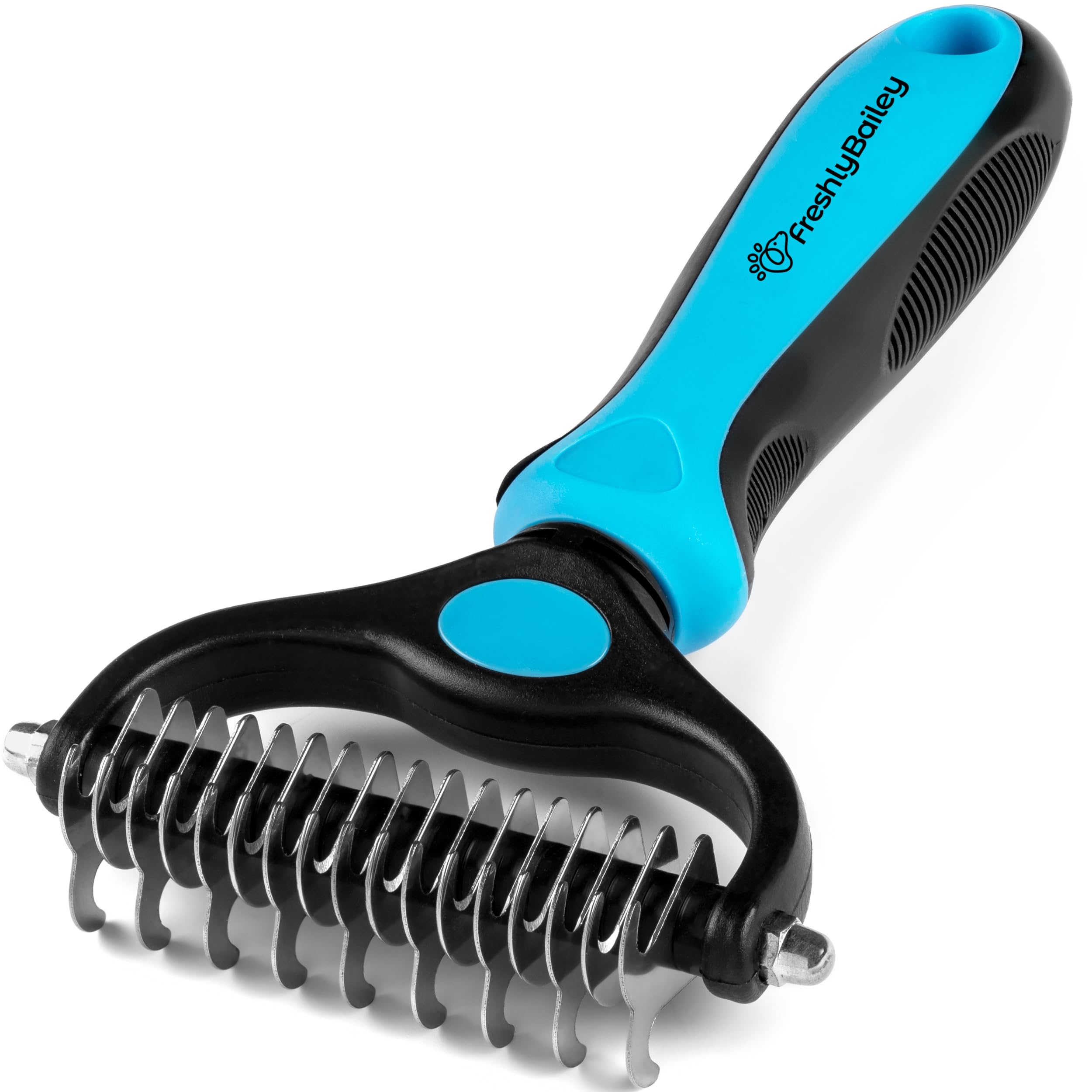 Freshly Bailey dematting comb in product view with ergonomic grip
