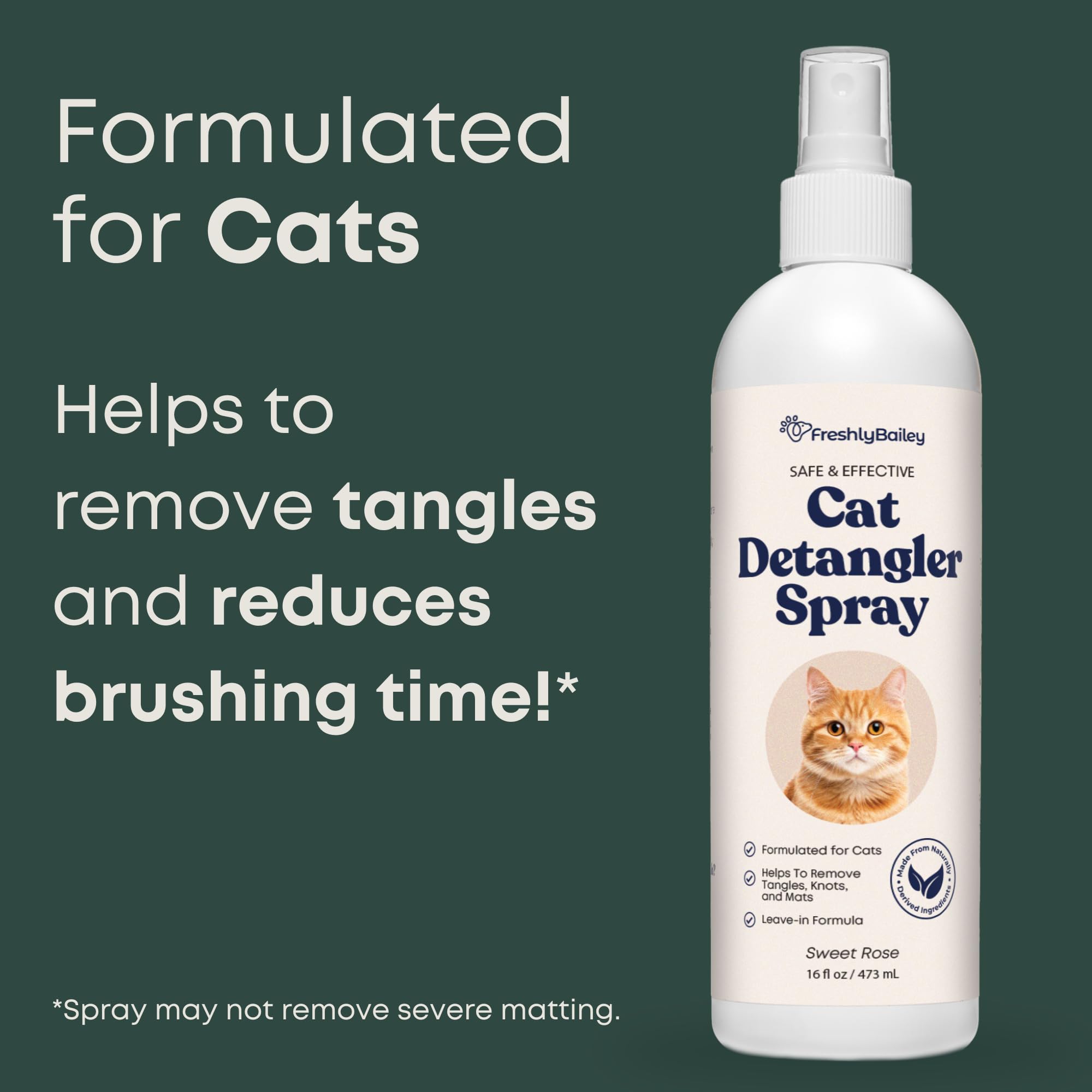 Freshly Bailey leave-in conditioner spray nourishes and softens fur.
