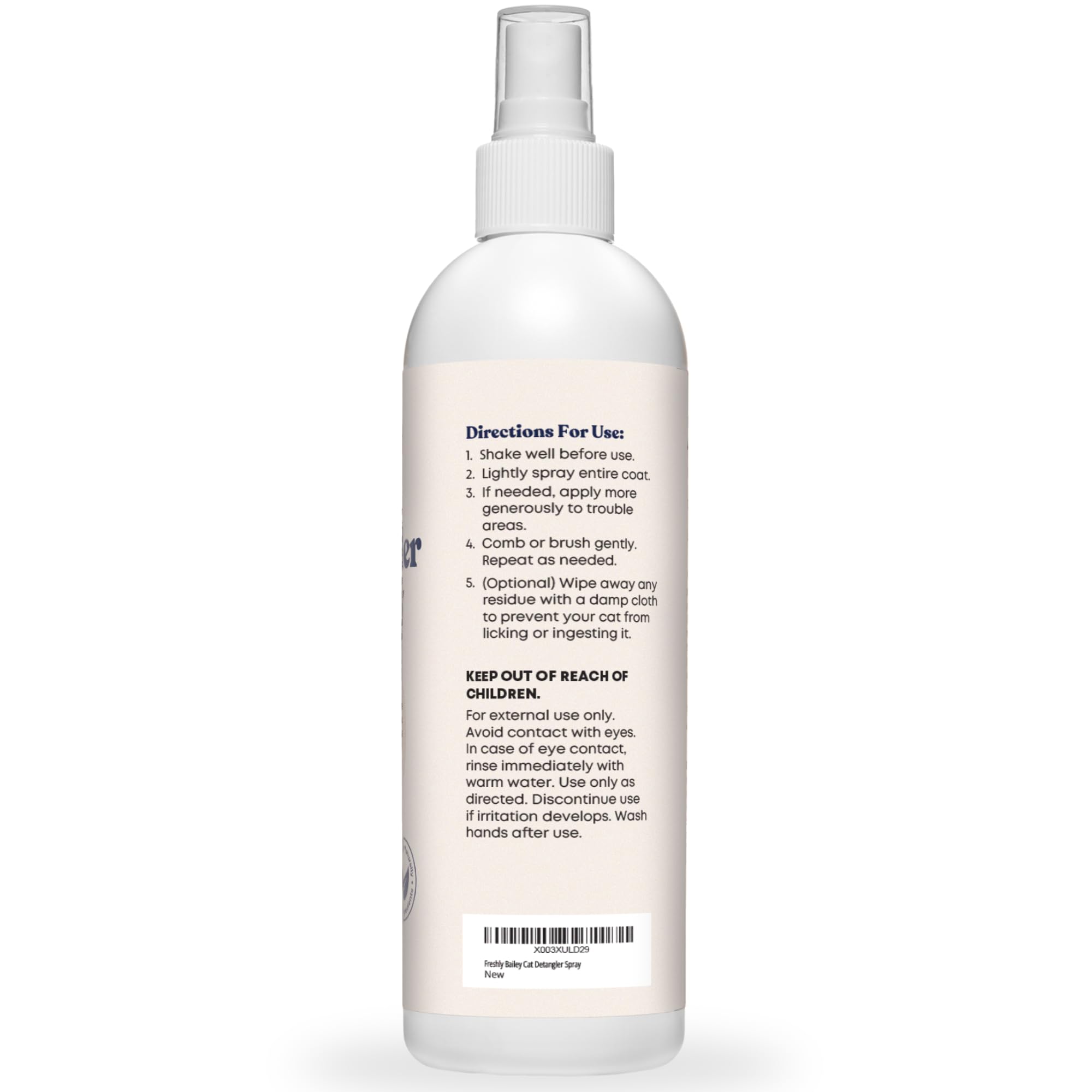 Freshly Bailey natural ingredients from coconut and palm for gentle coat care.