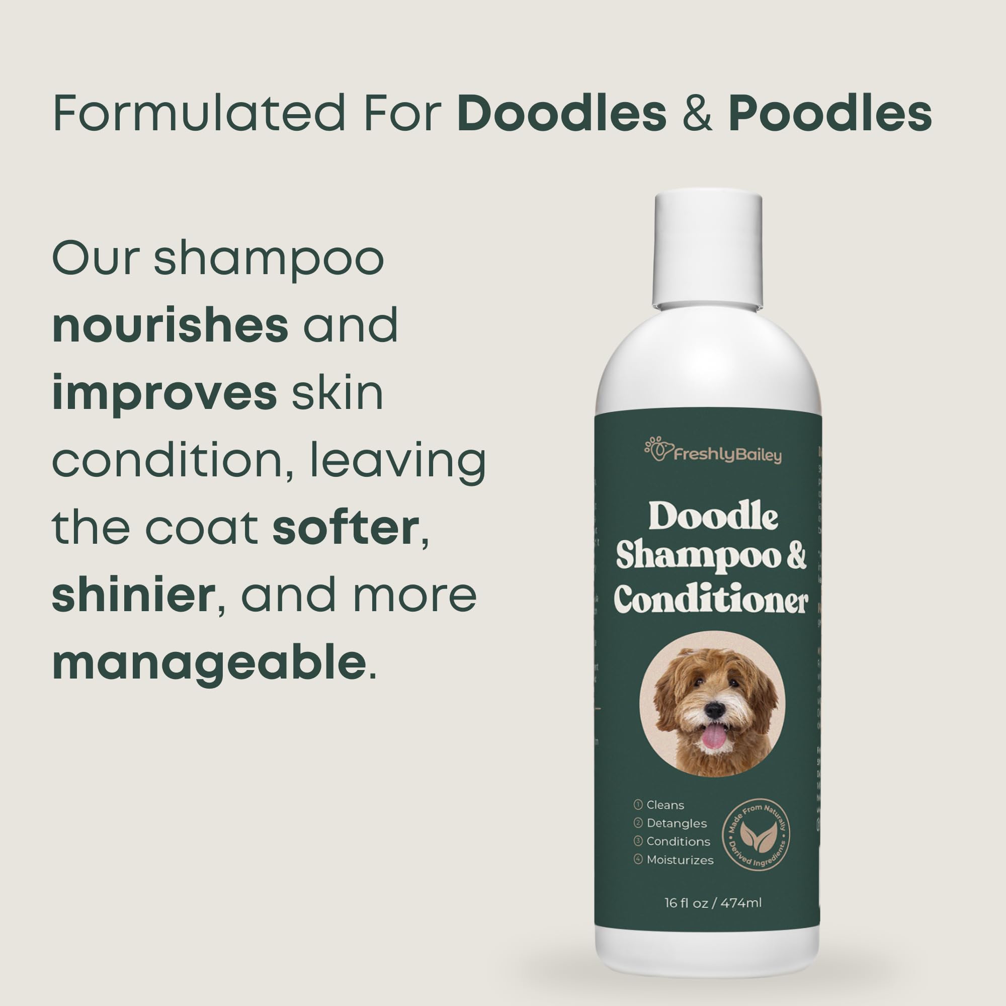 Freshly Bailey Shampoo foam action demonstrates easy rinsing and clean freshness.