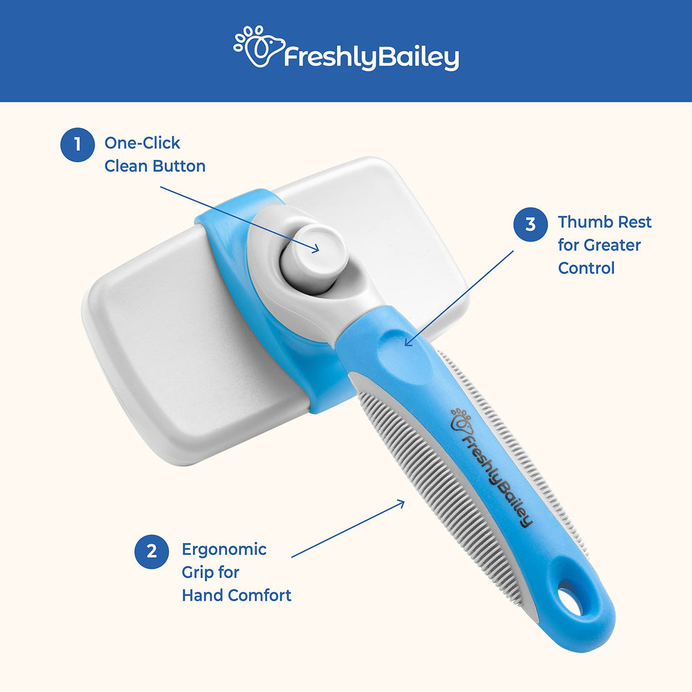 Hair slides off easily after brushing with Freshly Bailey slicker brush