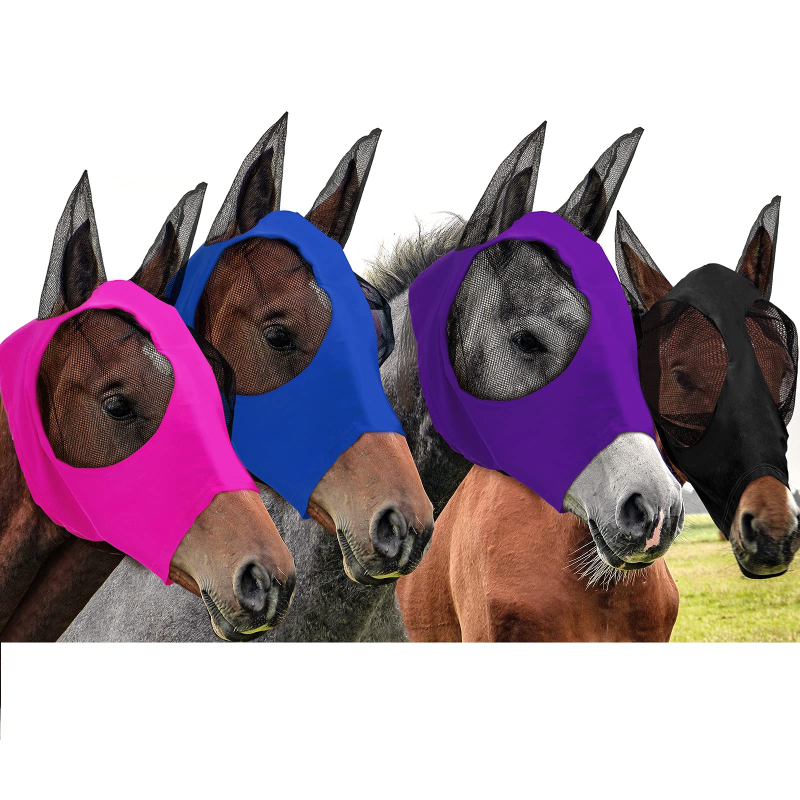Frienda horse fly mask purple color for UV protection and comfort during rides
