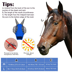 Frienda horse fly masks with ears in blue provide clear visibility while keeping insects away.