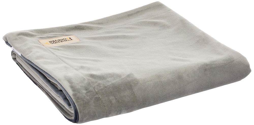 Friends Forever Bailey dog blanket in velvet on sofa provides cozy protection from hair.