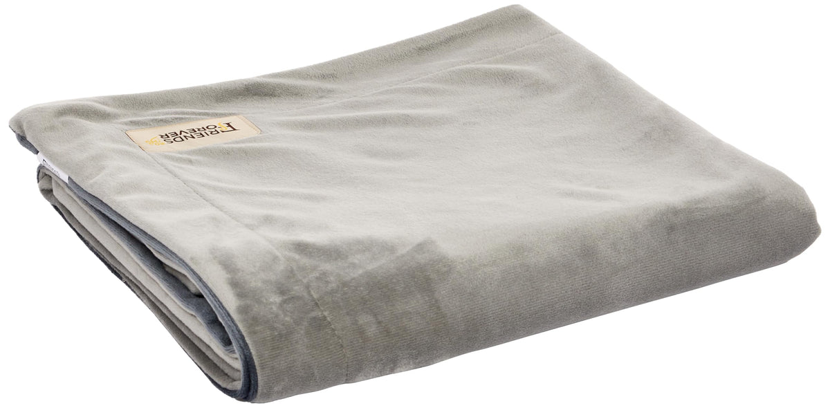 Friends Forever Bailey dog blanket in velvet on sofa provides cozy protection from hair.