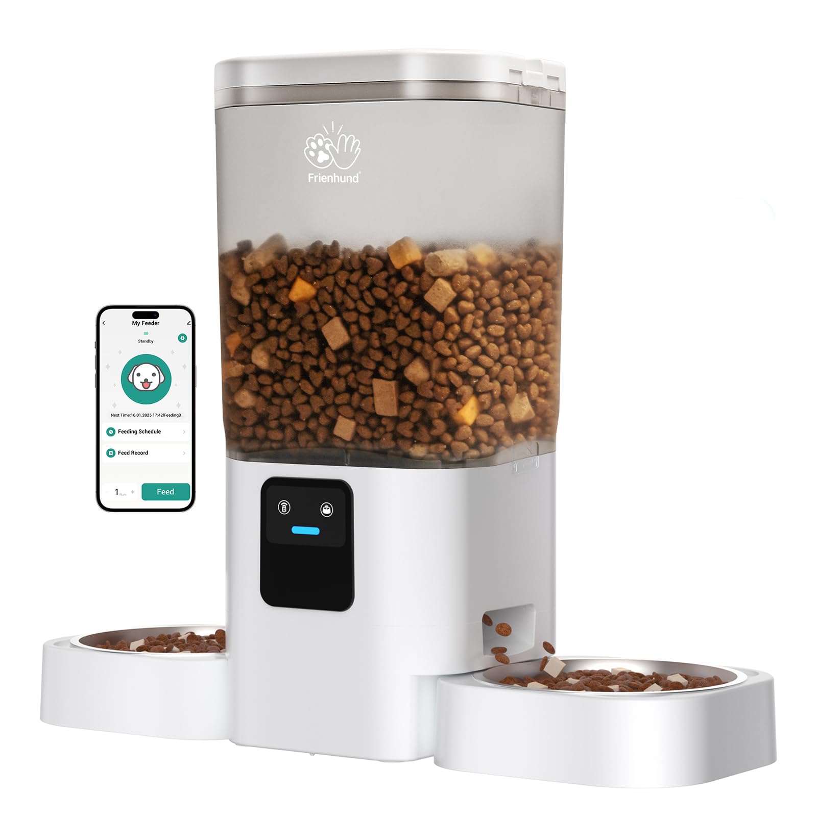Frienhund ACF190W-B front view with dual feeders for easy multi-pet meals