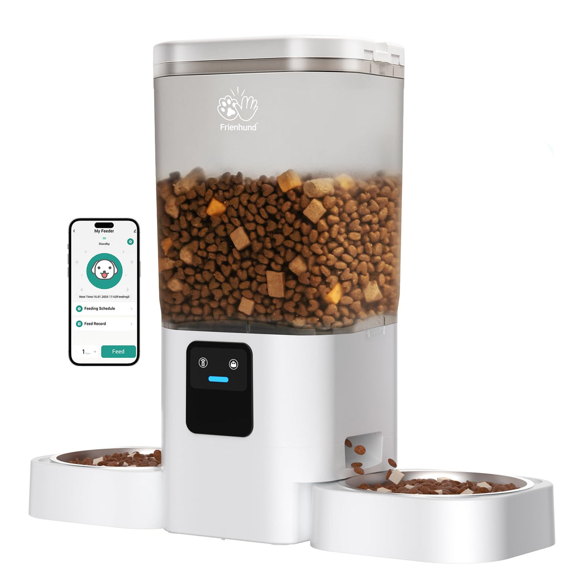 Frienhund ACF190W-B front view with dual feeders for easy multi-pet meals