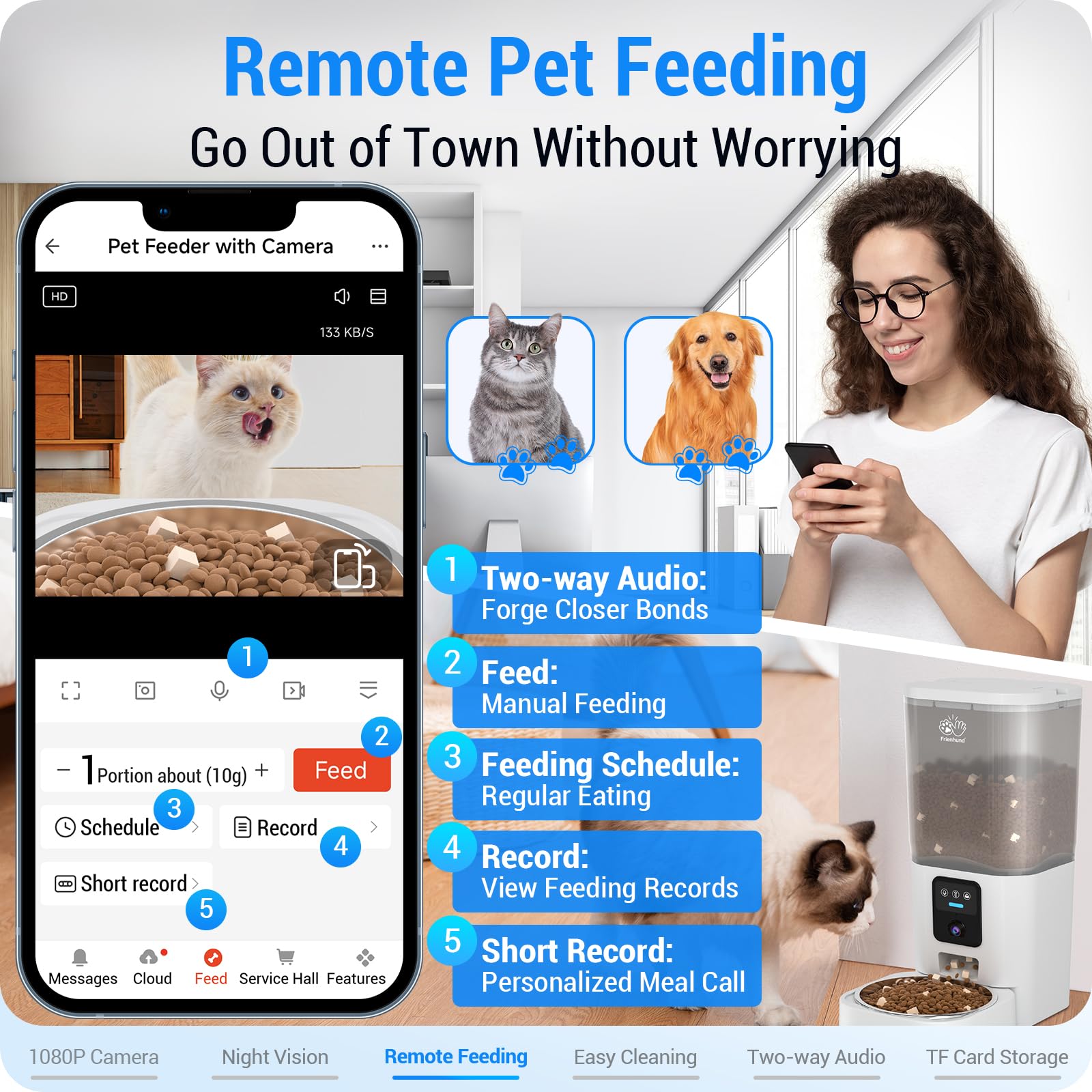 Frienhund feeder 7L tank emphasizes large food storage for weeks
