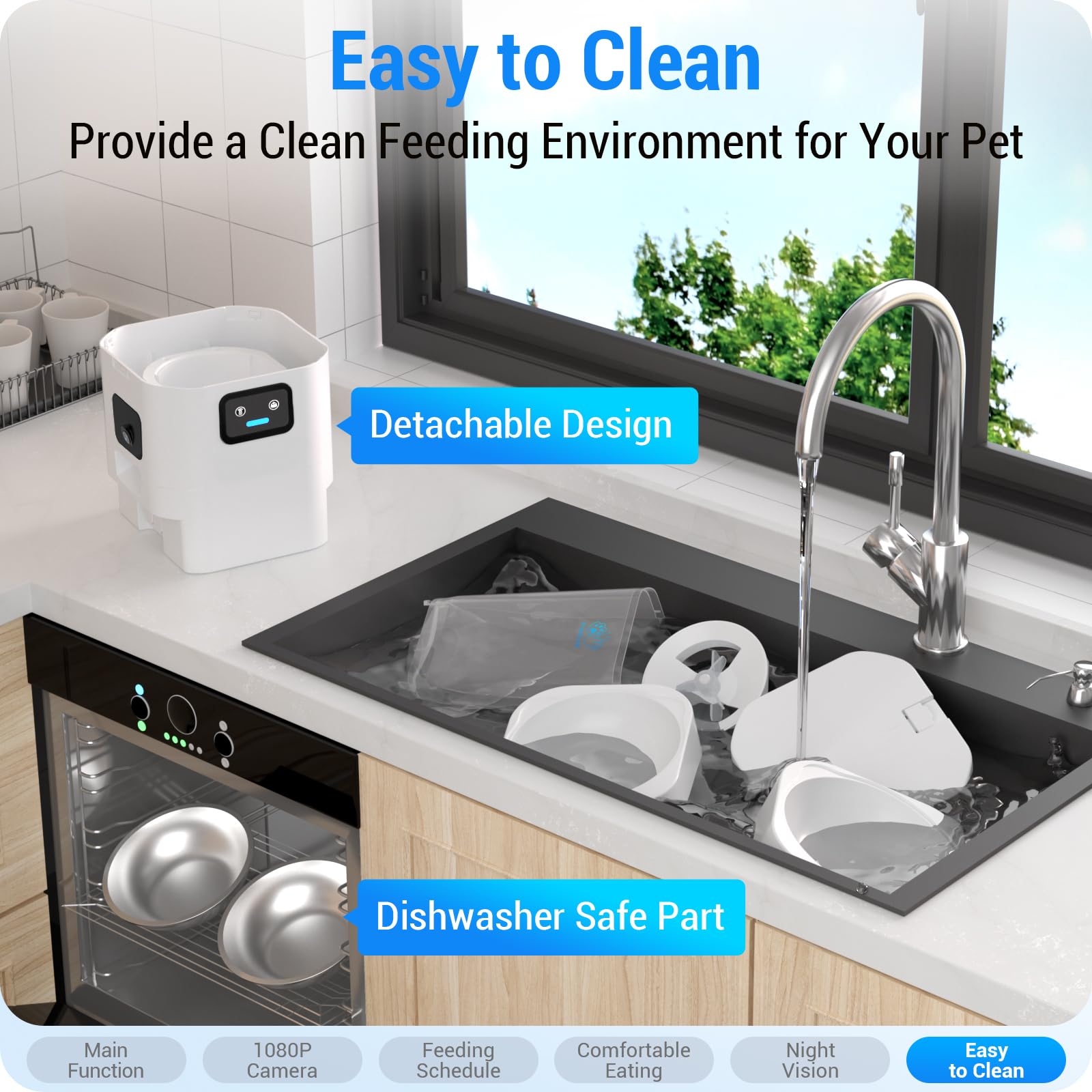 Frienhund detachable hopper and stainless bowl for easy cleaning