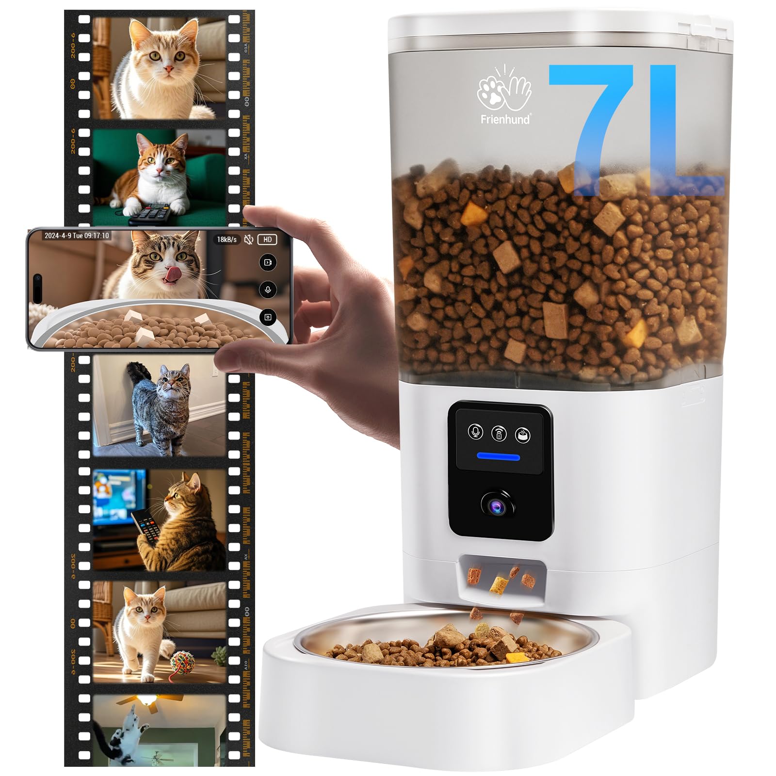 Frienhund feeder front view showing compact design and 7L storage.