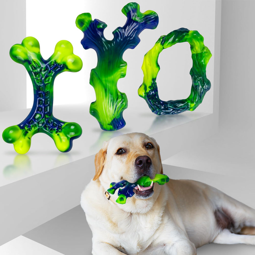 Frienhund peanut butter flavored toy entices power chewers for satisfying sessions.