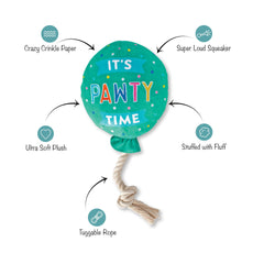 Fringe I Pawty You Pawty crinkle paper sounds for added excitement.