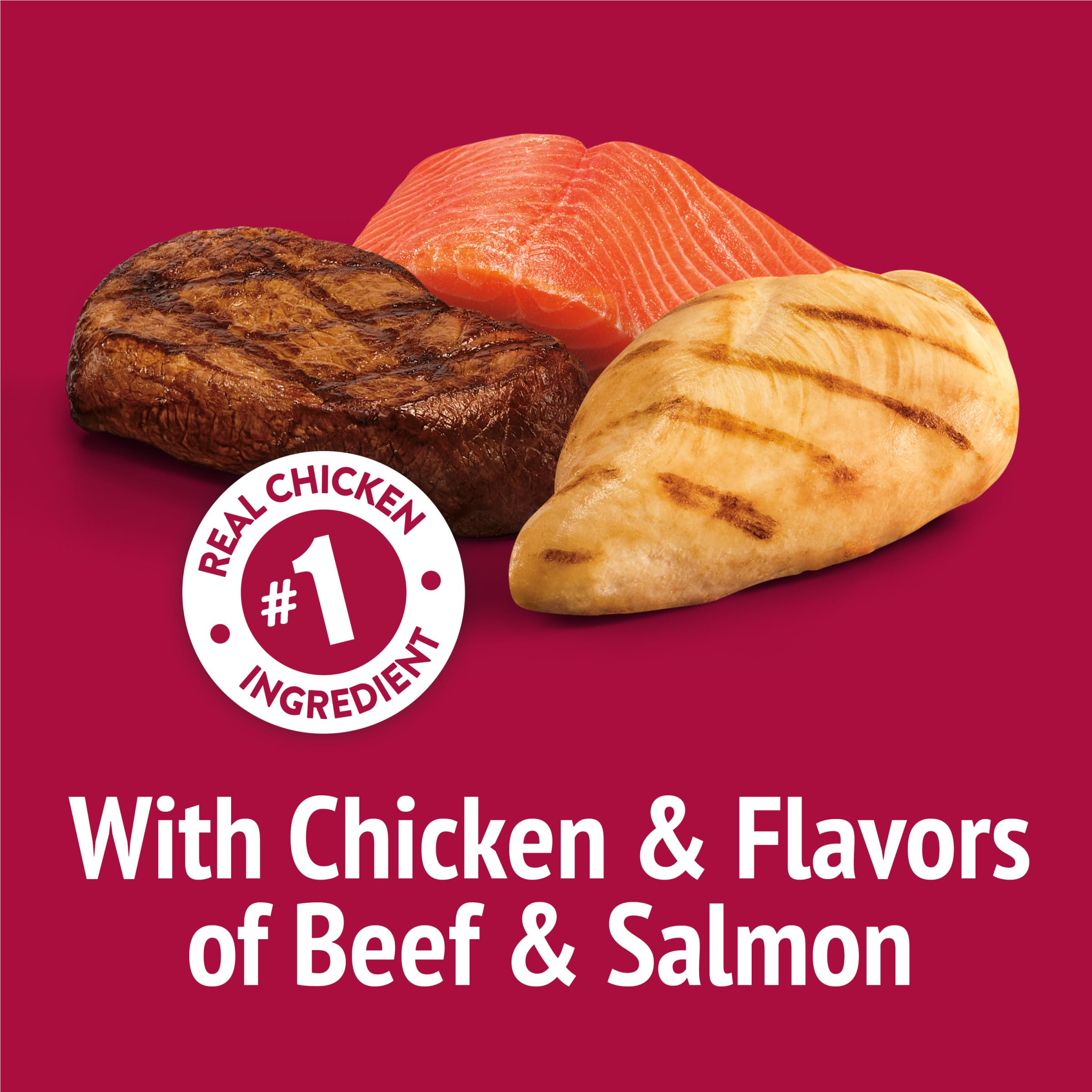 Beef and salmon flavors add variety to Friskies Mixed Grill Crunch.