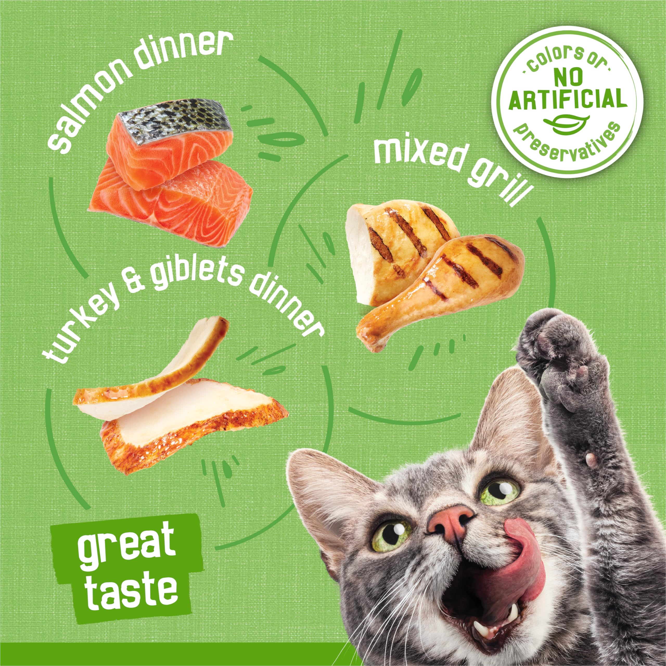Adult cat enjoying Friskies pate at mealtime.