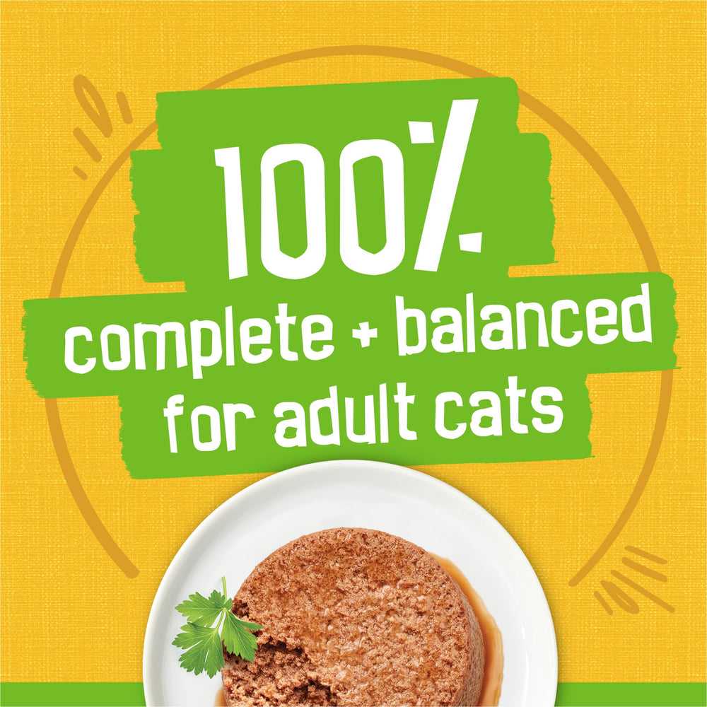 Friskies cat food in recyclable cans supports eco-friendly packaging.