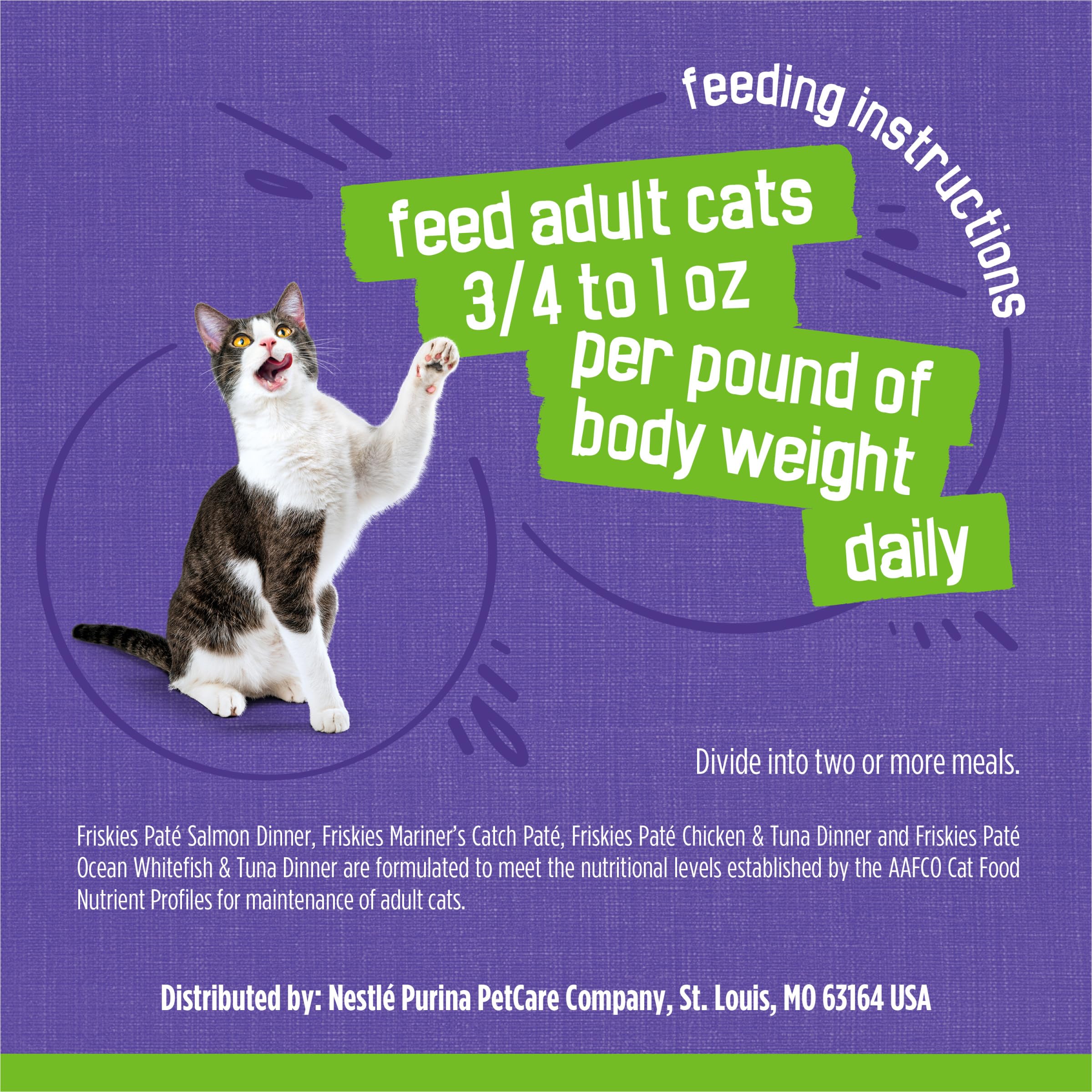 Friskies cat mealtime aroma inviting the cat to eat.