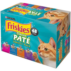 Friskies Classic Pate Variety Pack 48-count offers assorted flavors for feline palates.