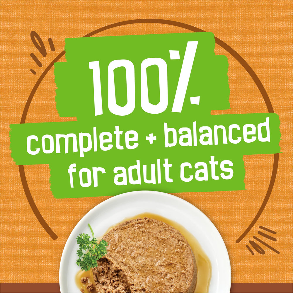 Friskies complete and balanced nutrition for adult cats.