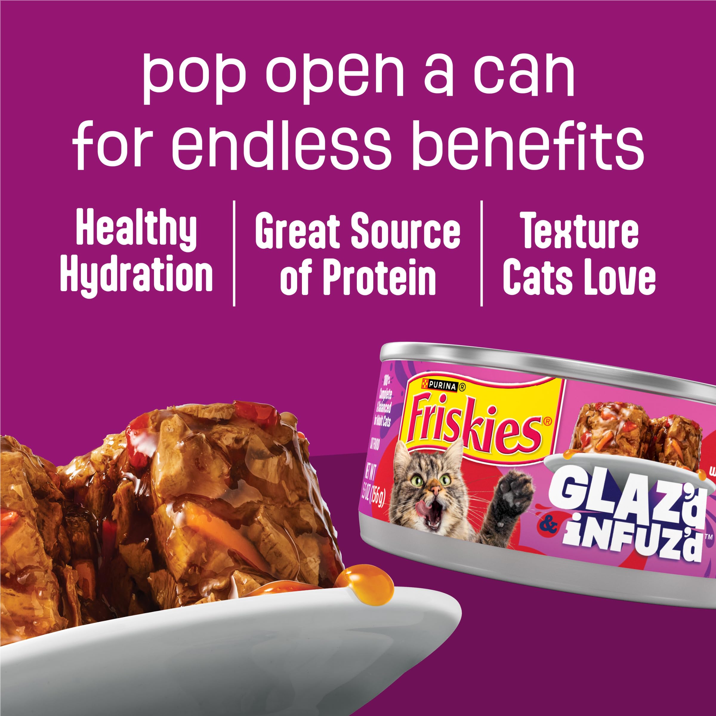 Friskies crab flavor adds variety to adult cat meals.