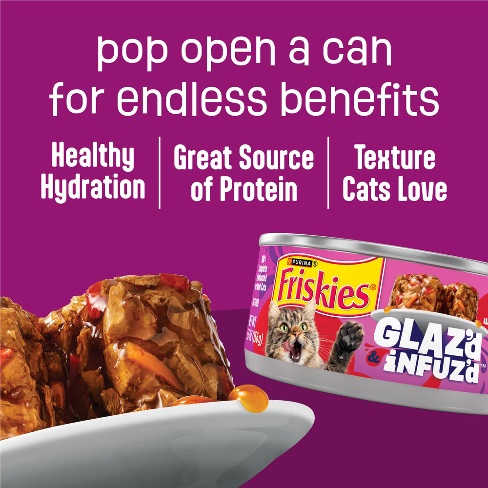 Friskies crab flavor adds variety to adult cat meals.