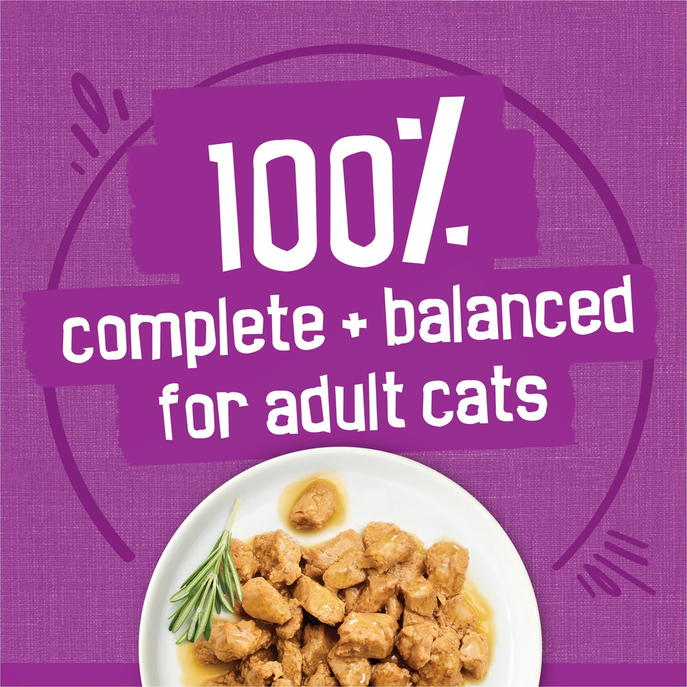 Friskies easy chew image indicating a softer texture for easier swallowing
