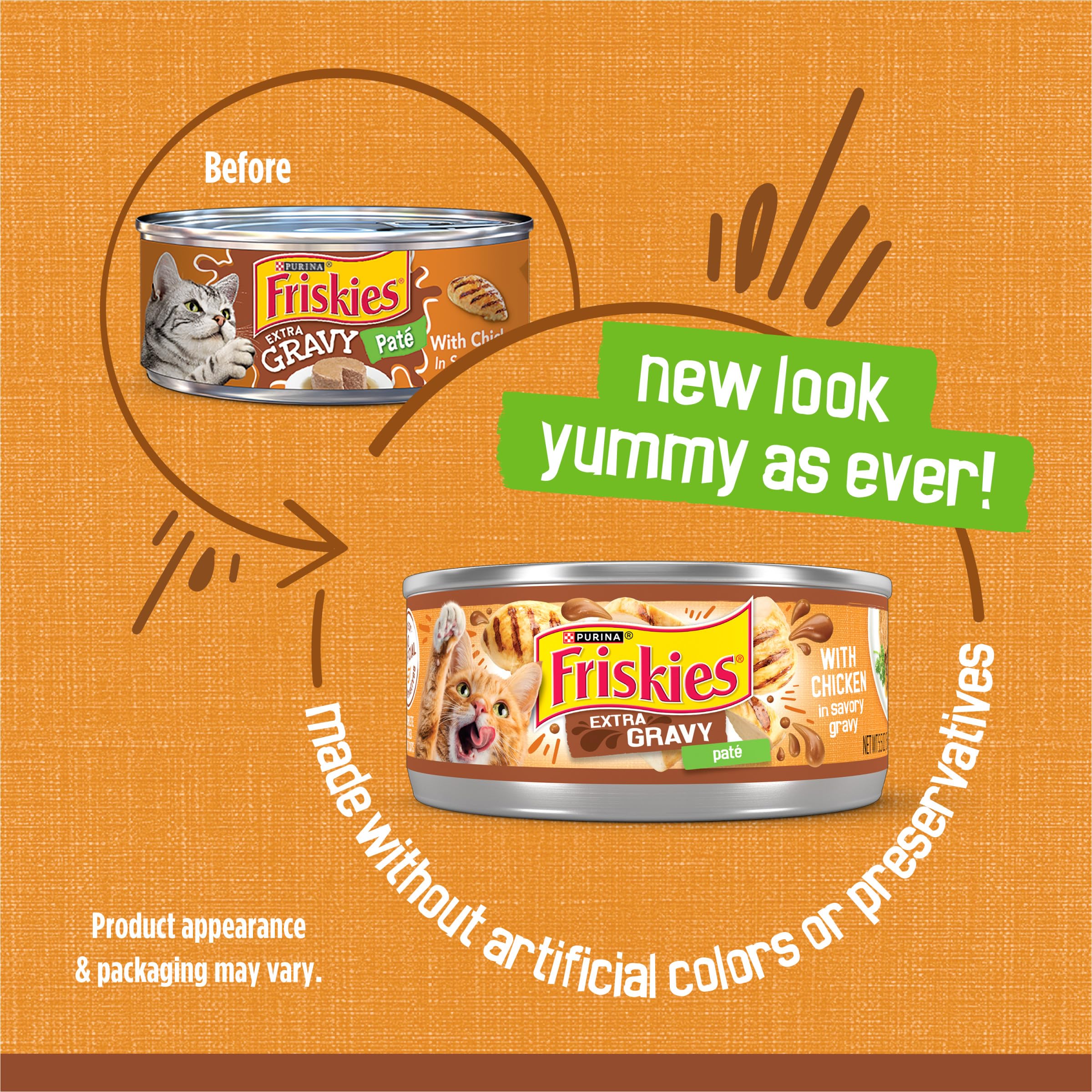 Friskies Gravy Pate close-up highlighting extra gravy for richer taste.