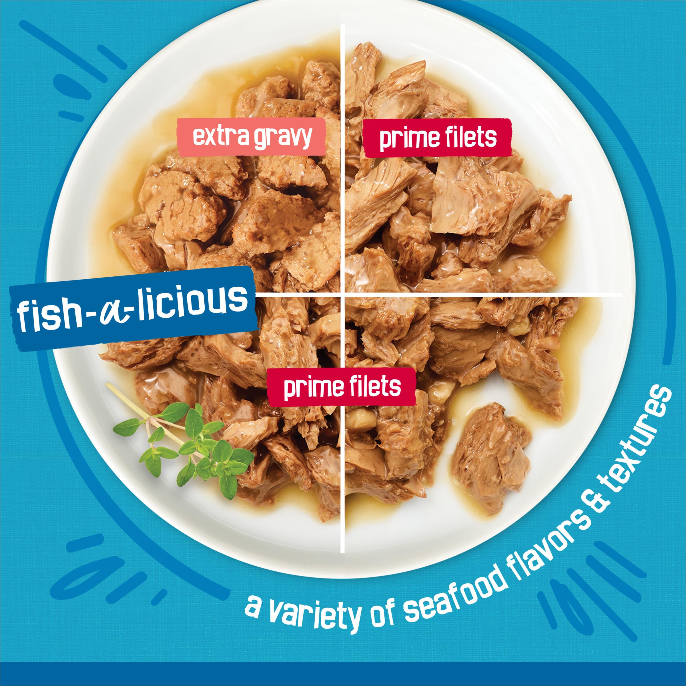 Friskies Extra Gravy Shreds close-up showing tempting texture for curious eaters.