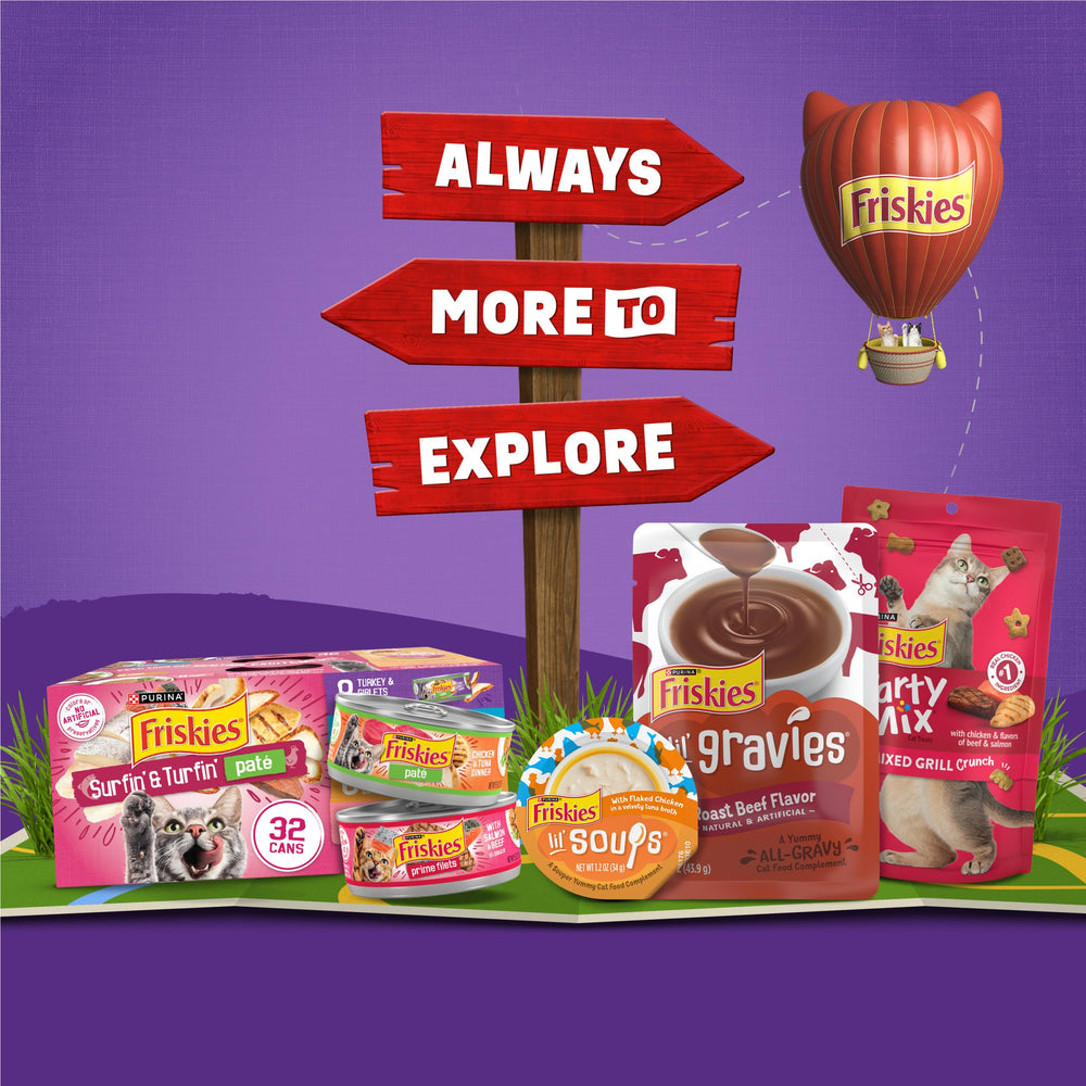 Friskies flavor journey invites cats to nibble and stay engaged at mealtime.