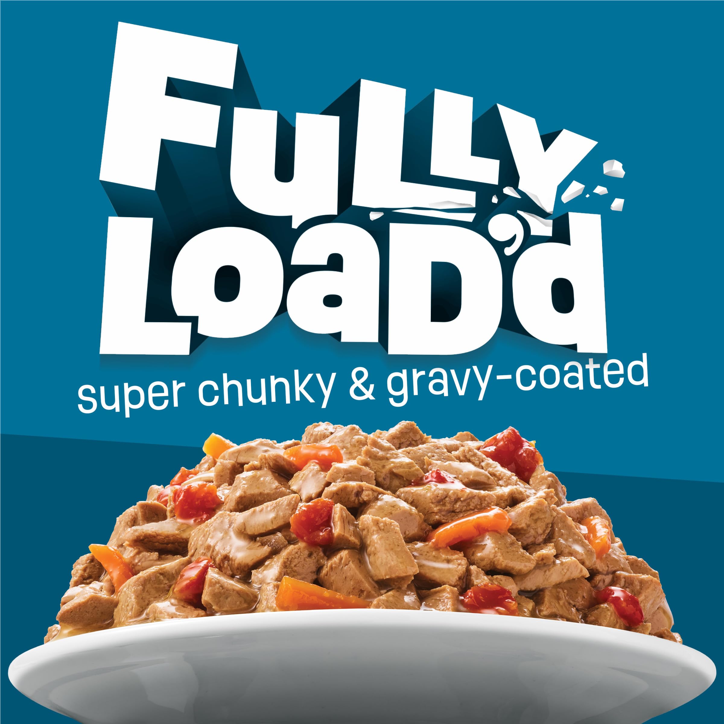 Friskies Fully Load’d wet cat food can pouring into a bowl for aroma.