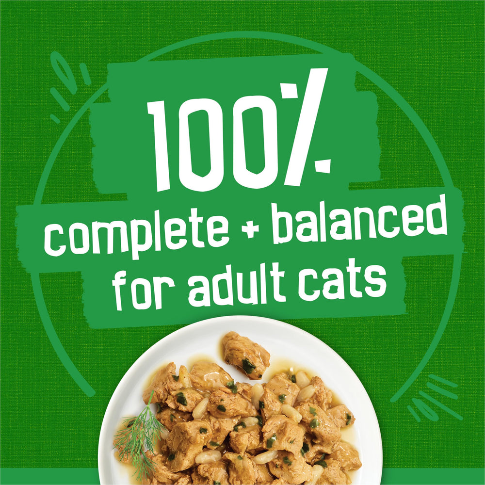 Friskies Indoor Cat Food 24ct, saucy seafood bake closeup, seafood aroma attracts cats.