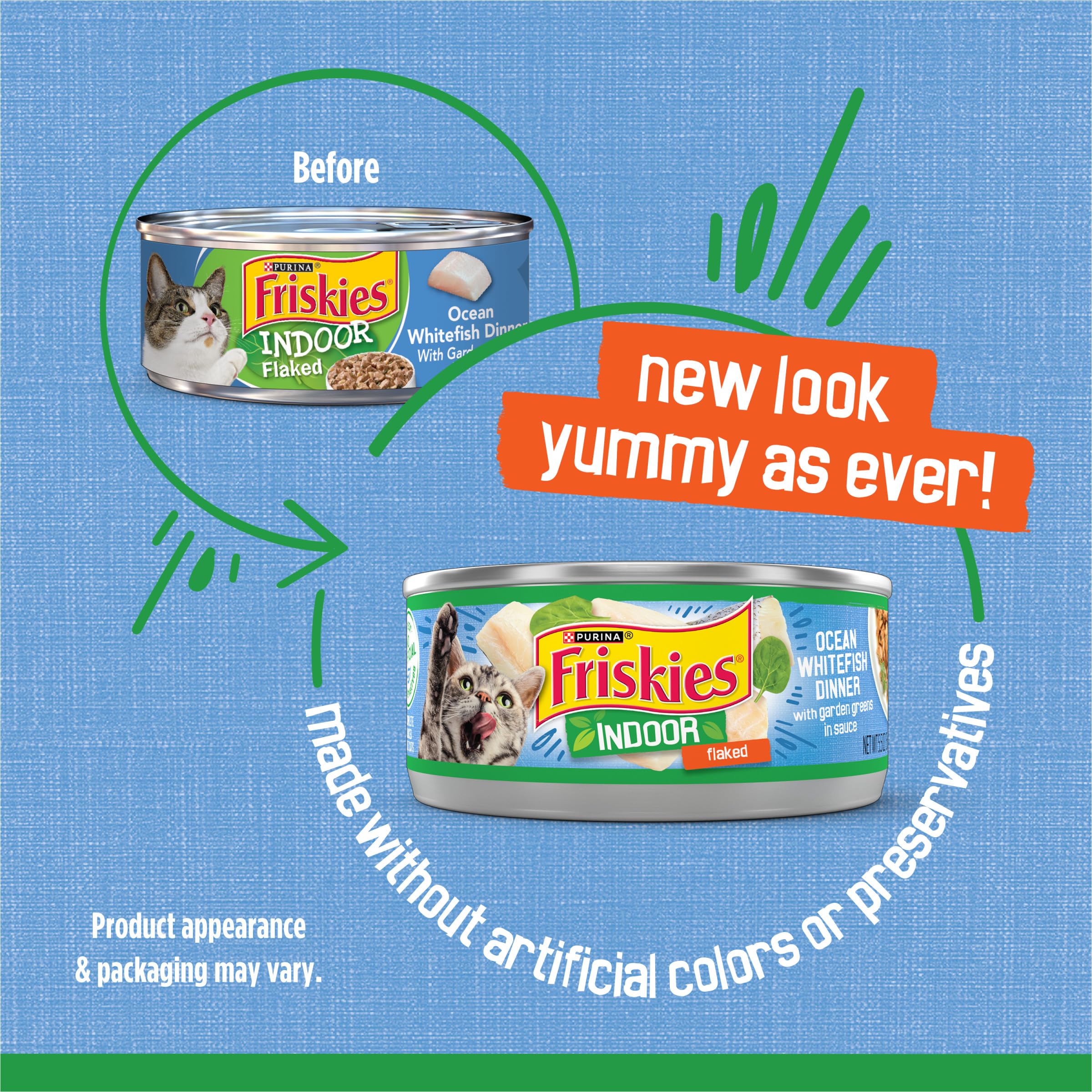 Friskies flakes closeup showing tender ocean whitefish texture for meals