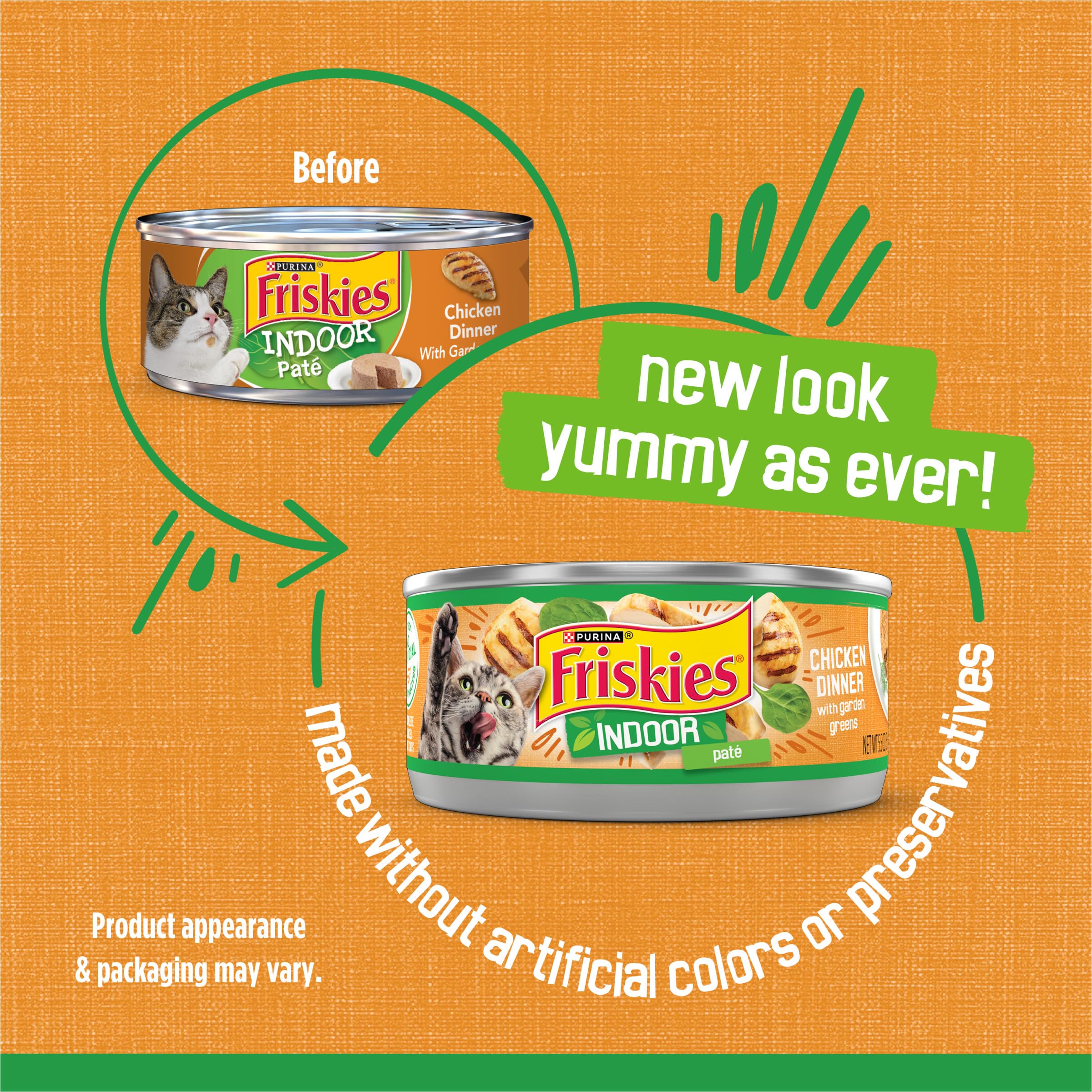 Friskies Indoor Pate Chicken Dinner texture close-up for meal appeal
