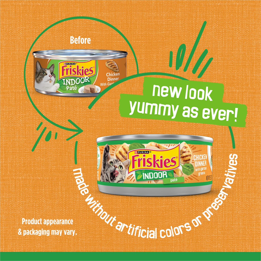 Friskies Indoor Pate Chicken Dinner texture close-up for meal appeal