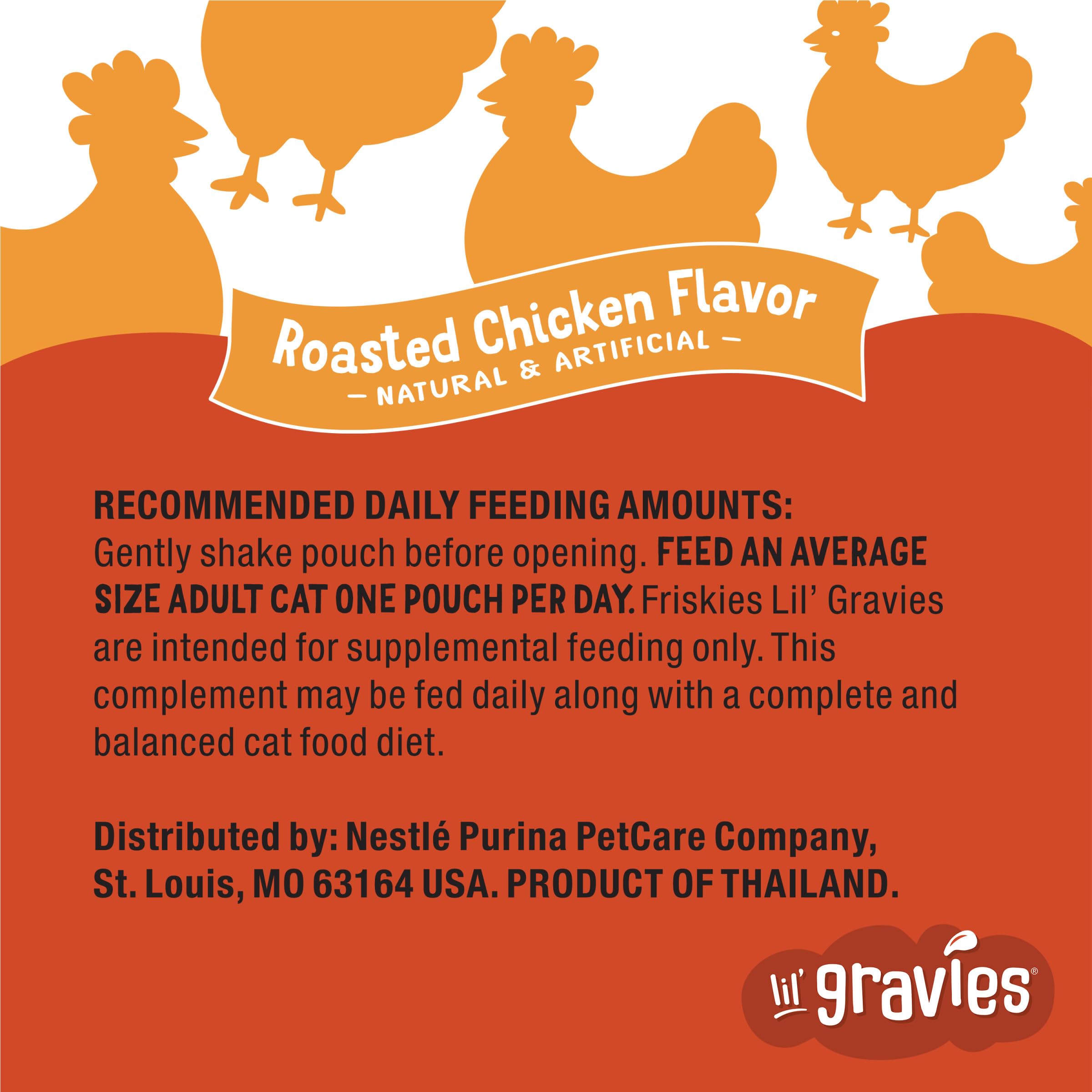 Friskies Lil' Gravies easy-pour pouch simplifies serving.