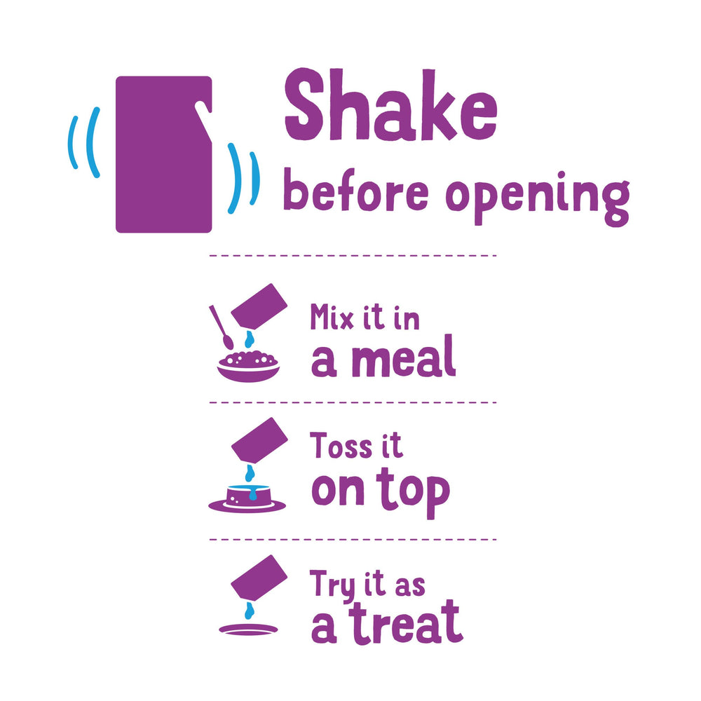 Friskies Lil' Shakes kitty feast mixer illustrates easy mealtime enhancement.