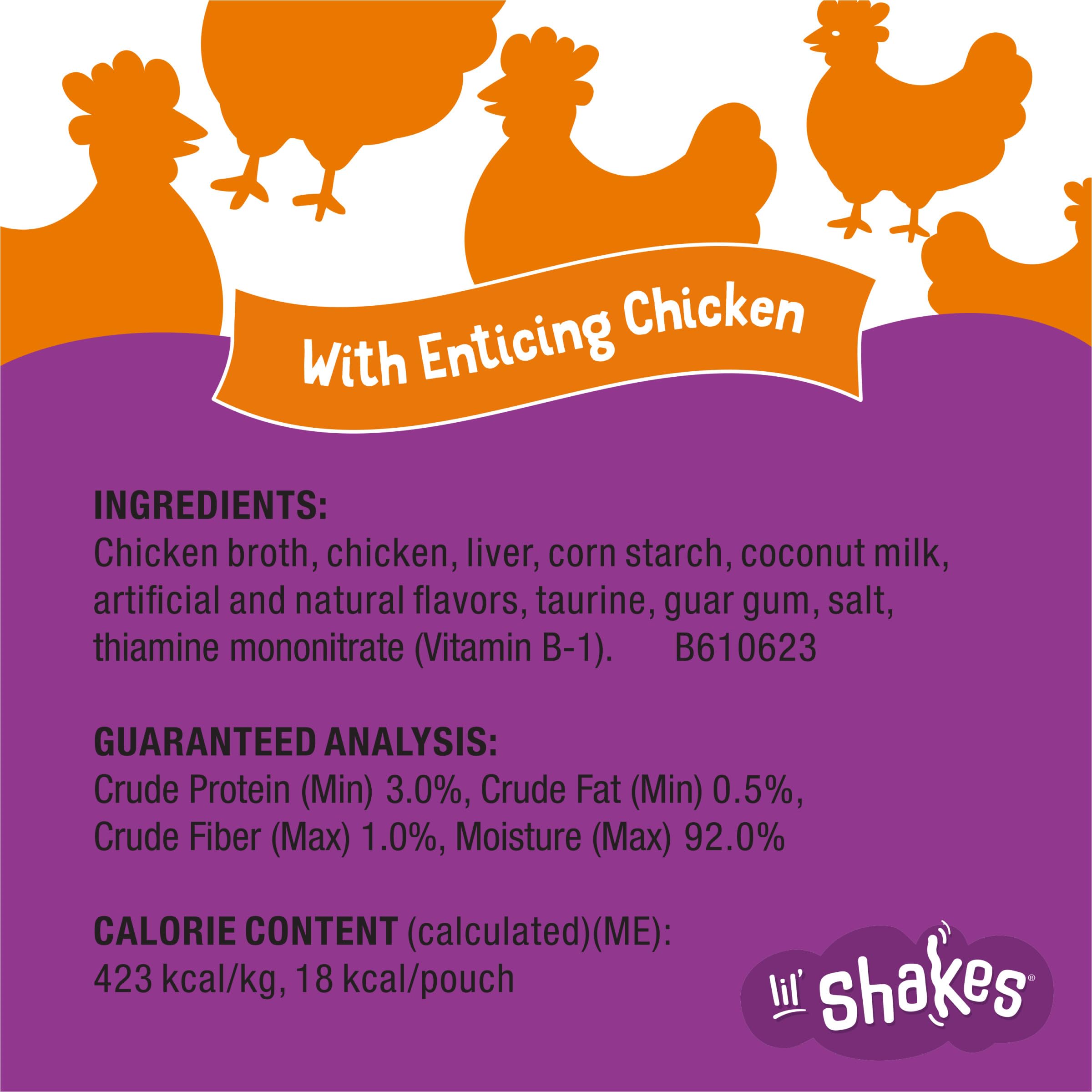 Friskies Lil’ Shakes lickable treat closeup, tempting between meals