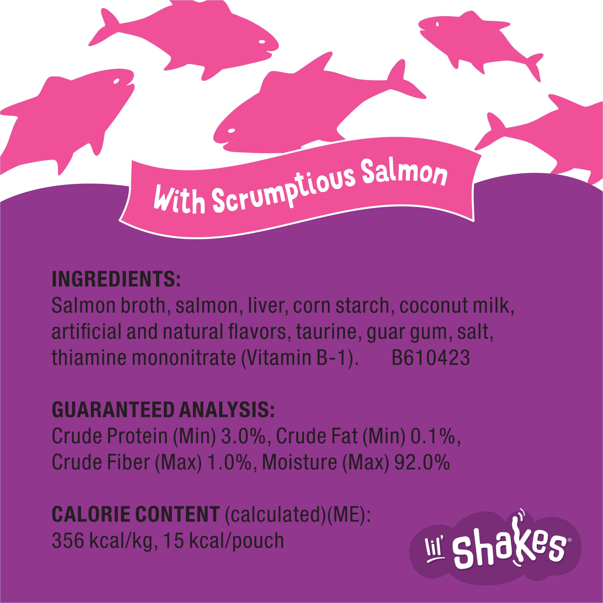 Friskies Lil Shakes snack between meals adds flavorful variety.