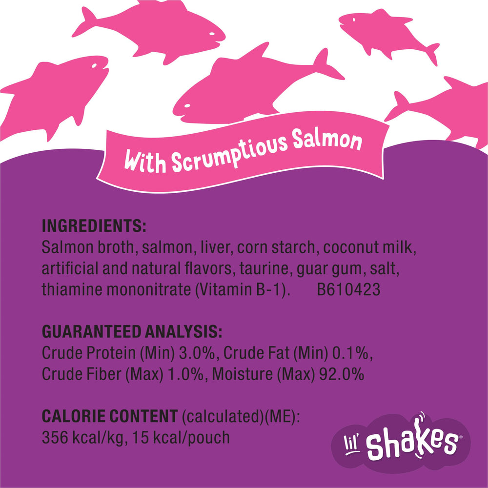 Friskies Lil Shakes snack between meals adds flavorful variety.
