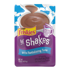 Friskies Lil' Shakes tuna pouch for topping meals with real tuna flavor.