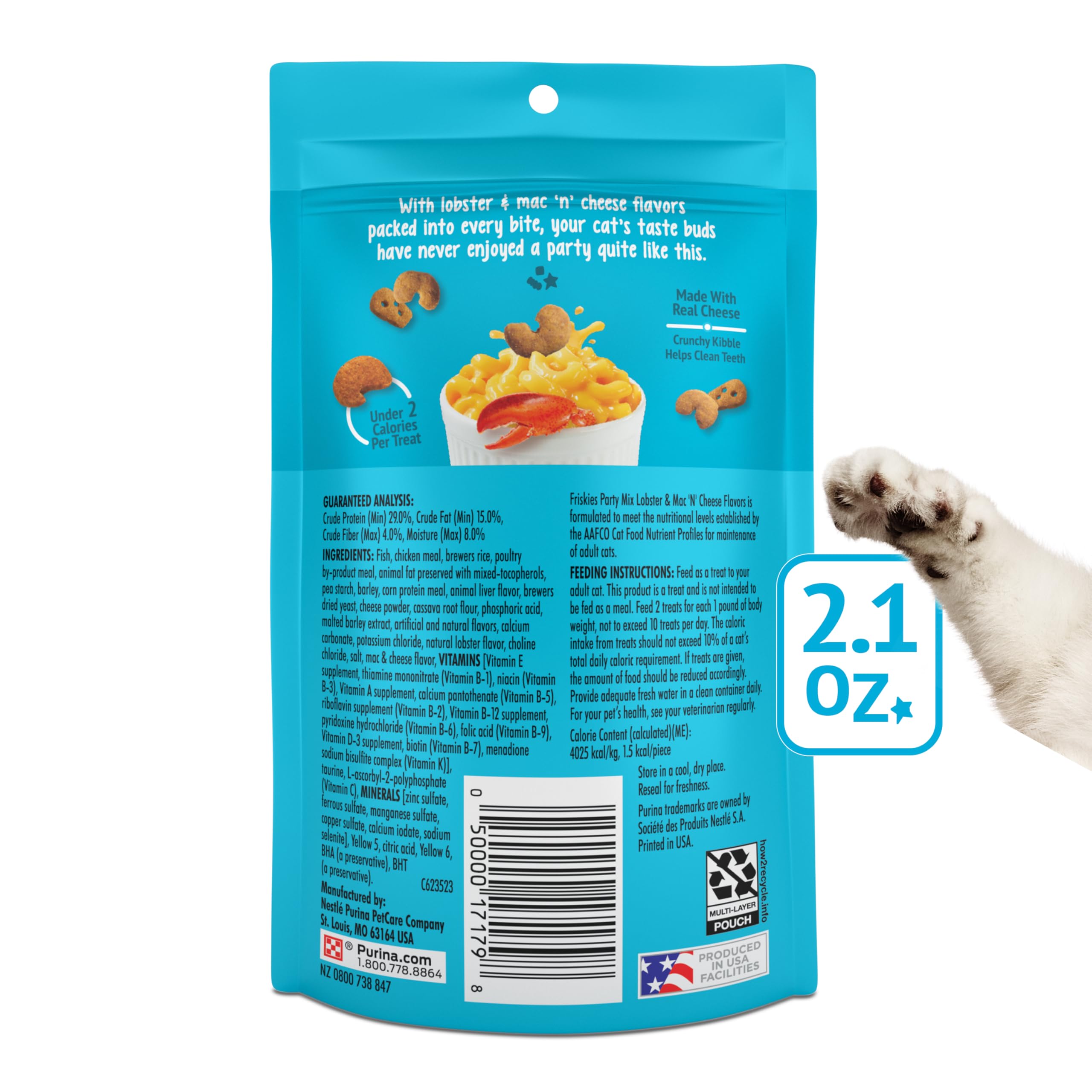 Friskies Lobster Mac N Cheese textures blend soft centers with crisp crunch.