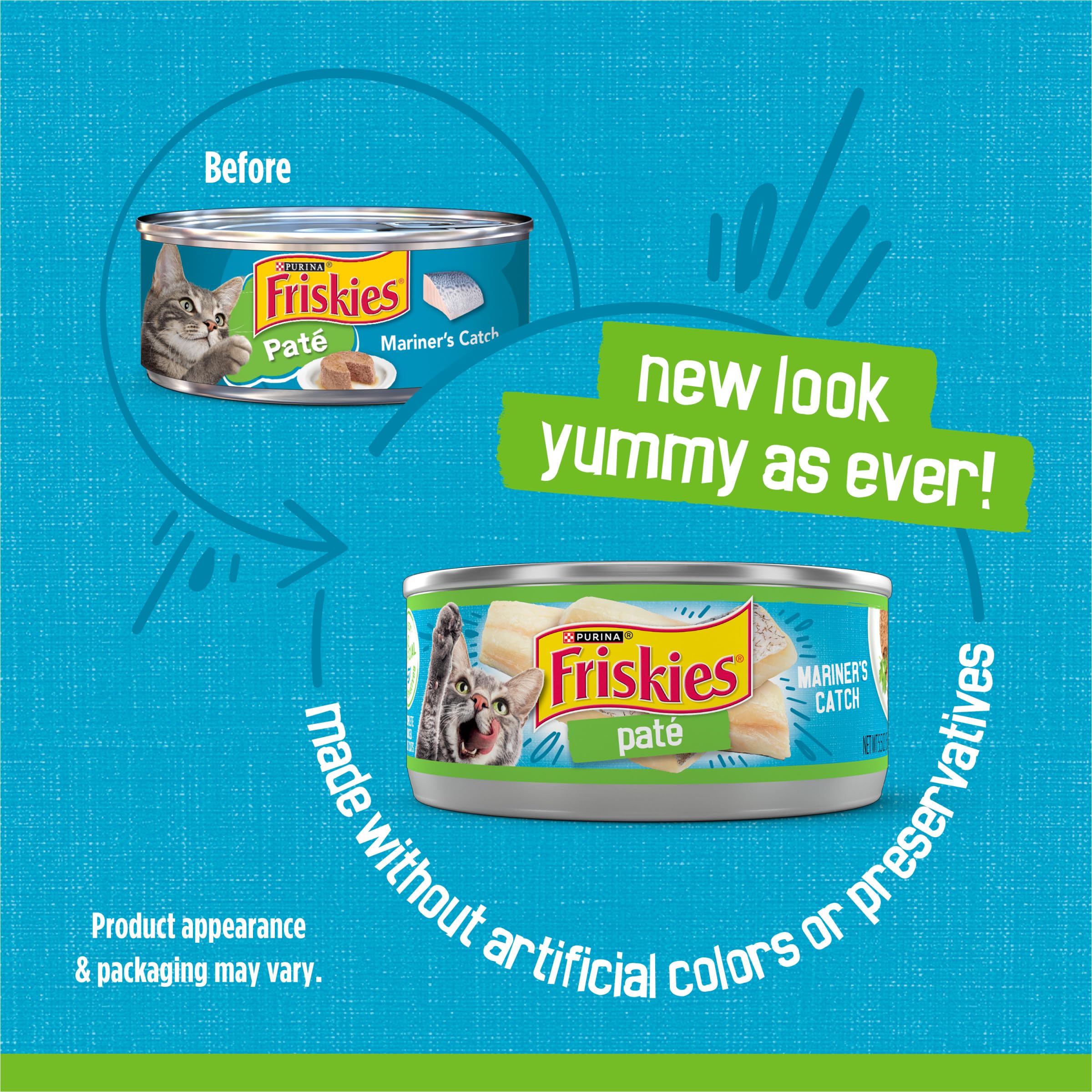Friskies Mariners Catch pate aroma enticing cats at mealtime.