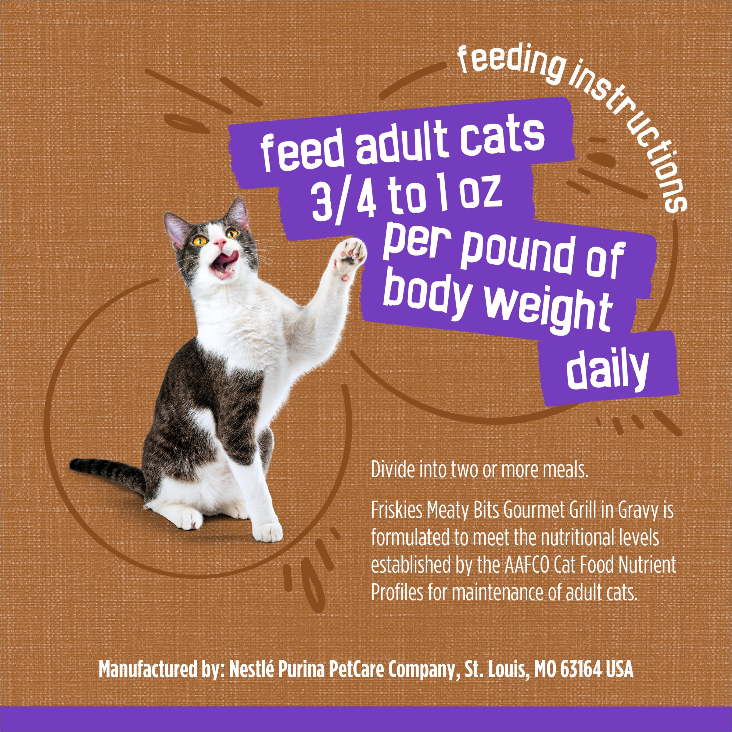 Quality and safety checks on Friskies Meaty Bits Gourmet Grill product.